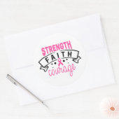Strength Faith Courage Breast Cancer Awareness ラウンドシール (封筒)