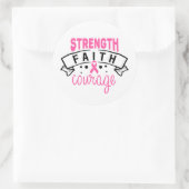 Strength Faith Courage Breast Cancer Awareness ラウンドシール (バッグ)