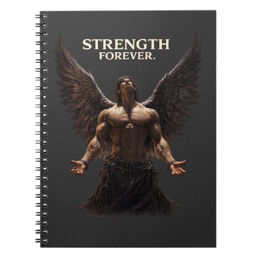 Strength Forever Dark Angel Design – Motivational  ノートブック (正面)