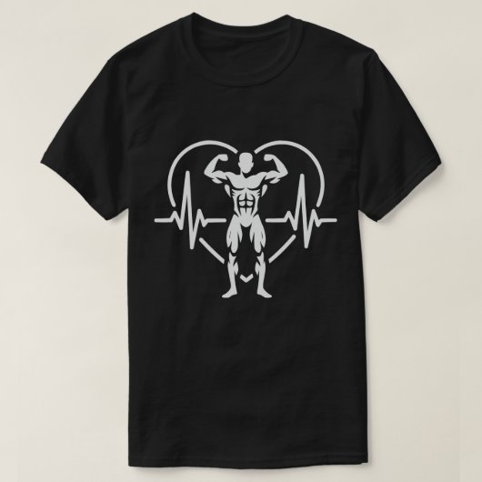 Strength Heartbeat Gym Motivation Tシャツ (デザイン正面)