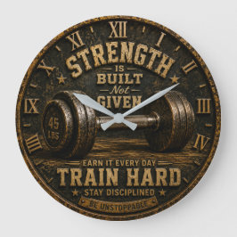 Strength Is Built Not Given Home Gym Fitness ラージ壁時計