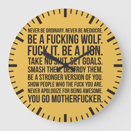 Strength Motivation – 普通のシャツではない ラージ壁時計 (正面)