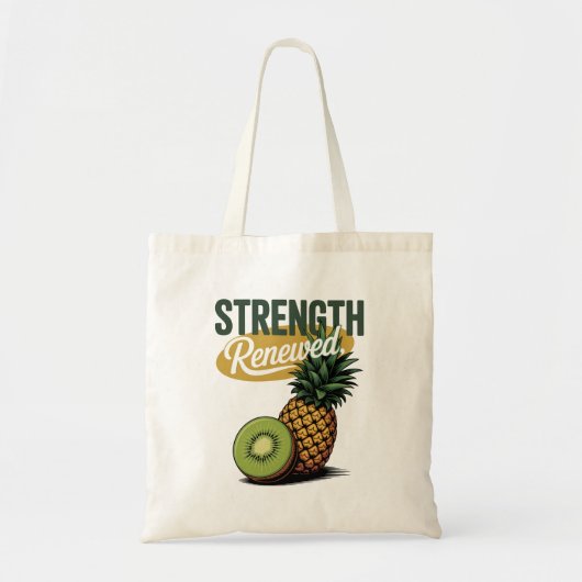 Strength Renewed Pineapple Kiwi Retro Shirt トートバッグ (正面)