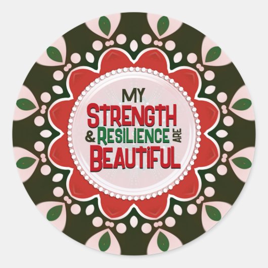 Strength Resilience Beautiful  Appreciation Words ラウンドシール (正面)