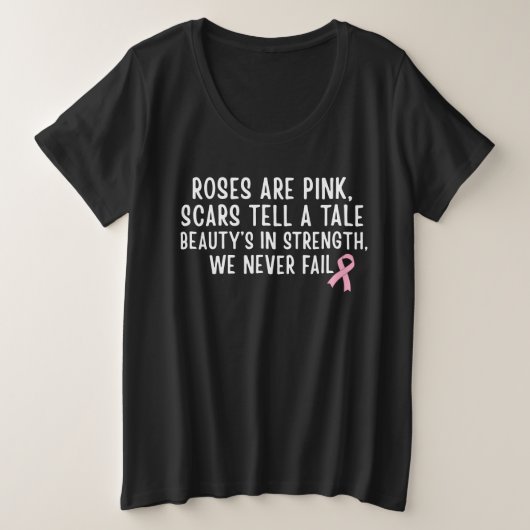 Strength, Scars & Survival Breast Cancer Awareness プラスサイズTシャツ (デザイン正面)