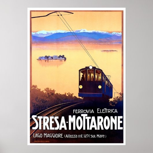 Stresa-Mottarone電気鉄道，イタリア，ヴィンテージ ポスター (正面)