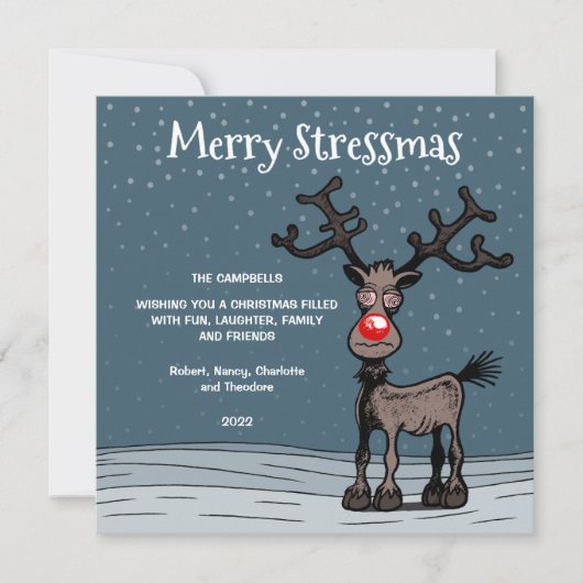 StresmasとメリーRudolph Christmas Card ノートカード (正面)