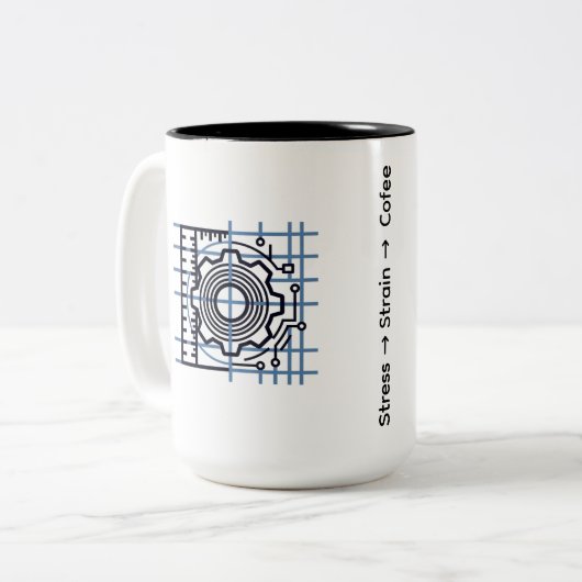 Stress → Strain → Coffee | Mechanical Engineer Mug ツートーンマグカップ (正面左)