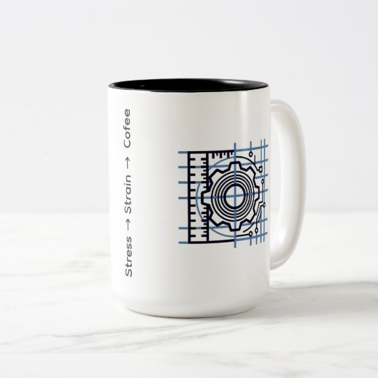 Stress → Strain → Coffee | Mechanical Engineer Mug ツートーンマグカップ (正面右)