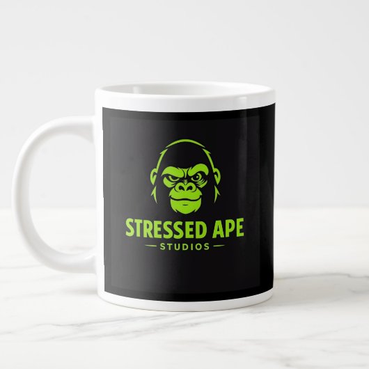 Stressed Ape Studios Green Logo ジャンボコーヒーマグカップ (左)