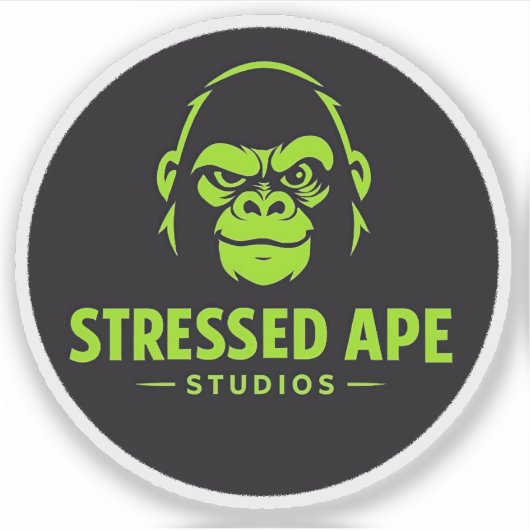 Stressed Ape Studios Green Logo-Sticker シール (正面)