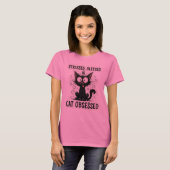 Stressed Blessed & Cat Obsessed Funny Black Cat De Tシャツ (正面フル)