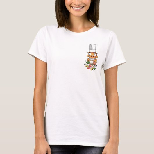 Stressed Cartoon Fish Chef Making Sushi Mess Tシャツ (正面)