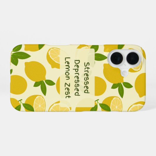 Stressed Depressed Lemon Zest iPhone 16ケース (裏面横)