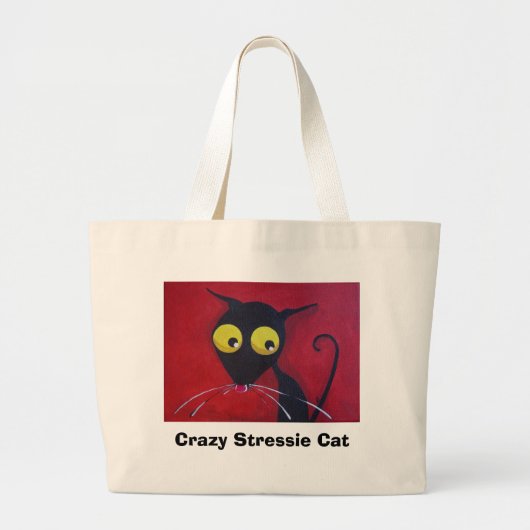 Stressie熱狂するな猫 ラージトートバッグ (正面)