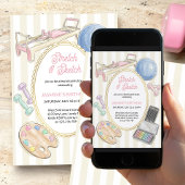 Stretch and Sketch Pilates Art Birthday Party 招待状