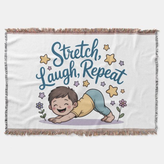 Stretch laugh repeat yoga lover スローブランケット (正面)