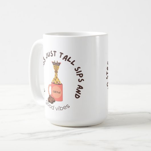 “Stretch out, sip slow, stress less.” コーヒーマグカップ (正面左)