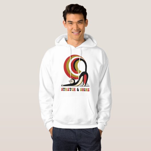 Stretch & Shine Retro Cat Design パーカ (正面フル)