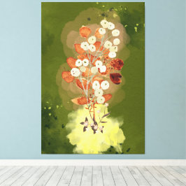 Stretched Canvas Print flowers on green background キャンバスプリント