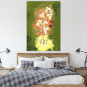 Stretched Canvas Print flowers on green background キャンバスプリント (インサイチュ (寝室))