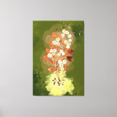 Stretched Canvas Print flowers on green background キャンバスプリント (正面)