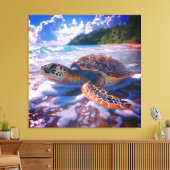 Stretched Canvas Print of Ocean Turtle キャンバスプリント (インサイチュ (リビング))