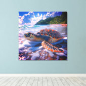 Stretched Canvas Print of Ocean Turtle キャンバスプリント (インサイチュ (ウッドフロア))