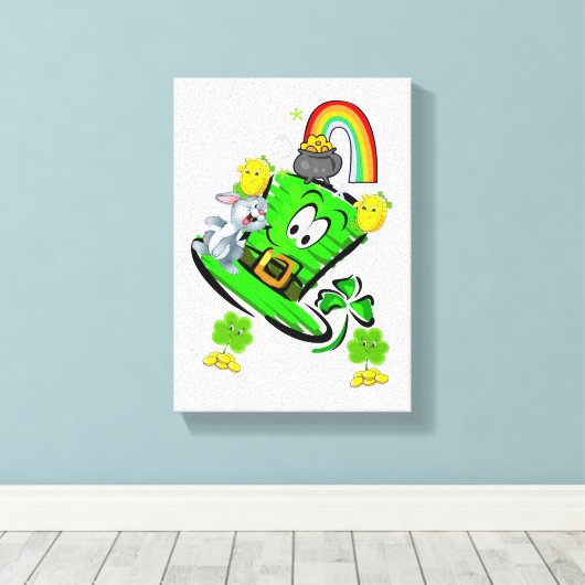 Stretched Canvas Print St. Patrick's Day Rabbit キャンバスプリント (インサイチュ (ウッドフロア))
