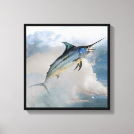 Stretched Canvas Print with Jumping Marlin キャンバスプリント
