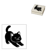 Stretching Black Cat ラバースタンプ (押印)