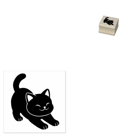 Stretching Black Cat 1x1 ラバースタンプ (押印)