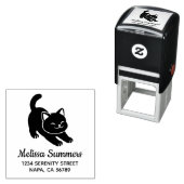 Stretching Black Cat Address セルフインキングスタンプ (インサイチュ)