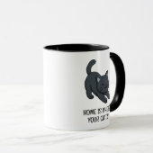 Stretching Black Cat Custom Text マグカップ (正面右)