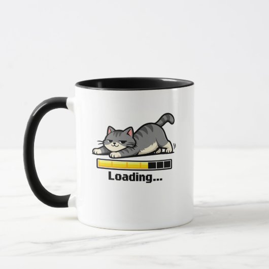 Stretching Cat Loading Bar Funny Motivational Cart マグカップ (左)