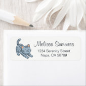 Stretching Grey Tabby Cat ラベル (インサイチュ)