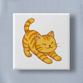 Stretching Orange Tabby Cat 缶バッジ
