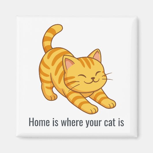 Stretching Orange Tabby Cat Custom Text マグネット (正面)