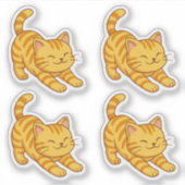 Stretching Orange Tabby Cat Set of 4 シール (正面)