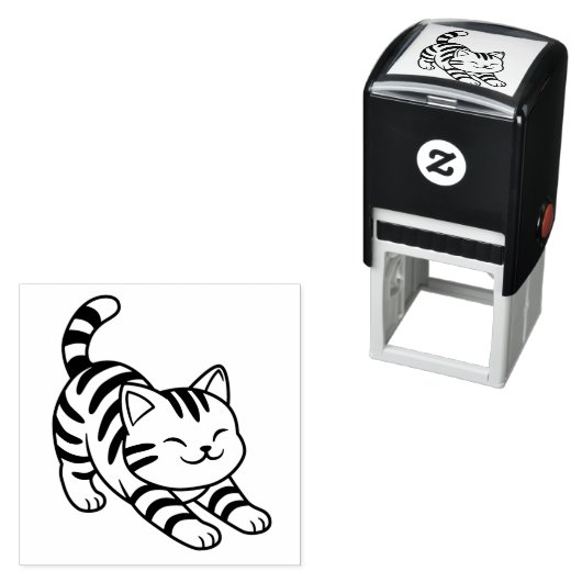 Stretching Tabby Cat セルフインキングスタンプ (インサイチュ)