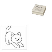 Stretching White Cat ラバースタンプ (押印)