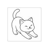 Stretching White Cat ラバースタンプ (インプリント)