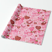 Strewberry Heart Cupcake Valentine Seamless ラッピングペーパー (アンロールド)