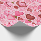 Strewberry Heart Cupcake Valentine Seamless ラッピングペーパー (角)