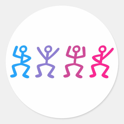 Strichmännchen stick figures ラウンドシール (正面)