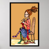 strickendes dreadlocksmädchen ポスター (正面)