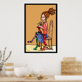 strickendes dreadlocksmädchen ポスター (キッチン)