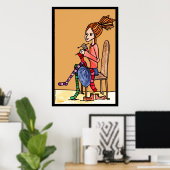 strickendes dreadlocksmädchen ポスター (ホームオフィス)