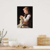 Strickendes Mädchen Knitting Girl ポスター (キッチン)