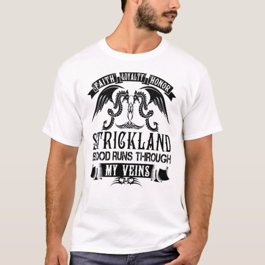 STRICKLAND Blood Runs Through My Veins Tシャツ (正面)